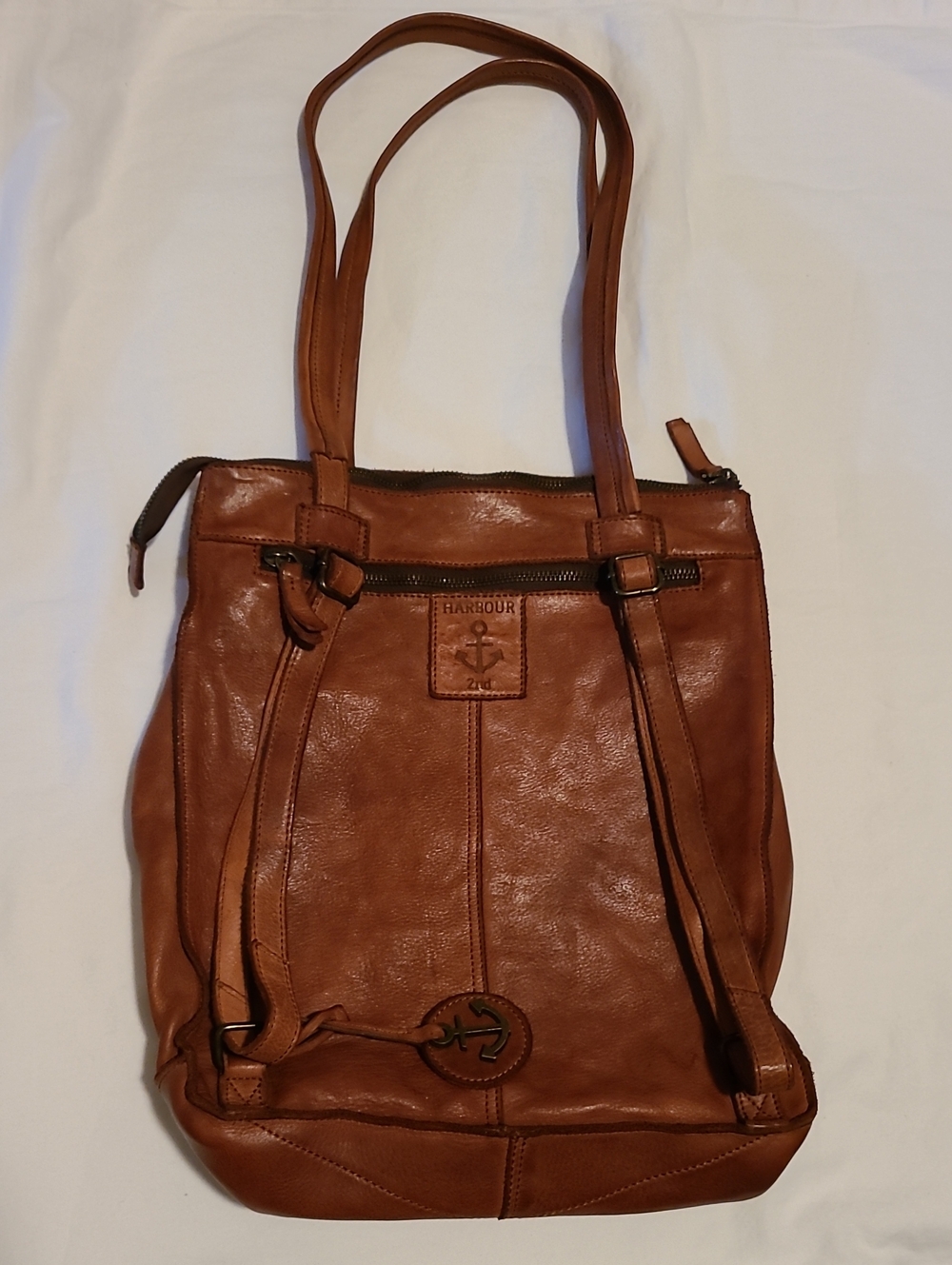 Harbour 2nd Brown Tote Converts To Backpack Soft Leather Convertable Bag Anchor